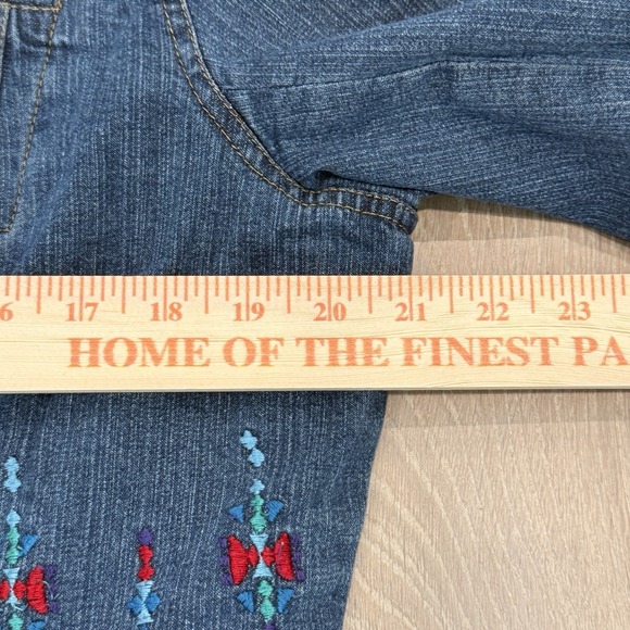 Coldwater Creek Lined Embroidered Denim Jacket Western  Aztec Ranch Style Sz LG - Picture 8 of 11